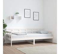 Daybed Solid Pinewood White 80x200 cm Rustic Wooden Single Sofa Bed slatted base [EEK: A]