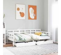 (white, 90 x 200 cm) vidaXL Daybed with Drawers Sofa Bed Guest Bed Solid Wood Pine