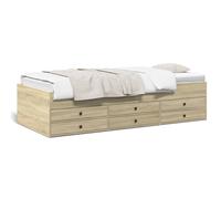 Daybed Sonoma Oak Engineered Wood 90x200 cm Trundle Drawers 6 Storage Guestroom