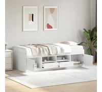 Daybed White 100x200cm Engineered Wood Compact Storage Sofa Bed with 2 Drawers