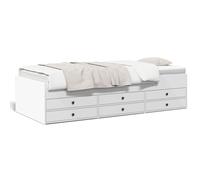 Daybed White 90x190cm Engineered Wood 6 Drawers Trundle Sofa Bed With 203x101x46