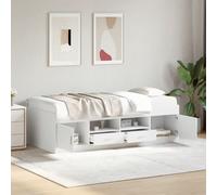 Daybed White Engineered Wood 75x190cm Small Single Storage Drawers 193x78x52cm.