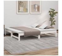 Daybed White Solid Pine Pull-Out 2x75x190cm Guest Bed 195.5x148x30cm Slatted UK