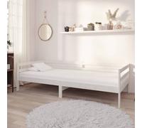 Daybed White Solid Pinewood 90x200 cm Single Wooden Guest Sofa Bed Rustic Frame