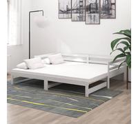 Daybed White Solid Pinewood Pull-Out Sofa Bed 203x184x56cm Twin Frame GuestReady [EEK: A]