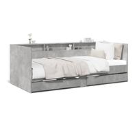 Daybed with Drawers Concrete Grey 100x200cm Engineered Wood Trundle withStorage