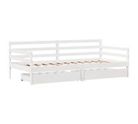 vidaXL Daybed With Drawers Without Mattress White 90X190 cm Single Solid Wood, White