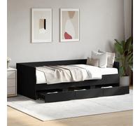vidaXL Daybed with Drawers without Mattress Black 90x200 cm