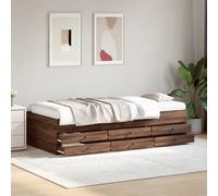 Daybed with Drawers without Mattress Brown Oak 100x200 cm