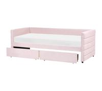 Daybed with Storage MARRAY Velvet Pastel Pink 90 x 200 cm (EU Single)