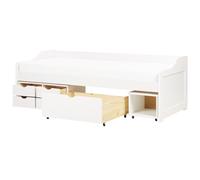 Beliani Daybed With Storage Pine Wood Royville 90 X 200 Cm Eu Single White, White