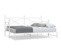 Daybed with Trundle 90 x 200 cm White Steel Frame Storage Slatted Base Guest Bed