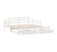 Day Bed with Trundle & Drawers Wooden Guest Bed Frame No Mattress