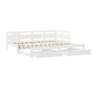 (white, 90 x 200 cm) vidaXL Daybed with Trundle & Drawers Sofa Bed Solid Wood Pine