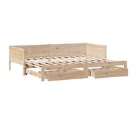 Daybed with Trundle and Drawers Sofa Bed Guest Bed Solid Wood Pine vidaXL
