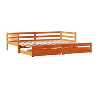 Daybed with Trundle and Drawers Wax Brown 90x200 cm Solid Wood Pine vidaXL