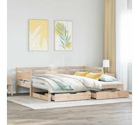 Daybed with Trundle and Drawers without Mattress 80x200 cm