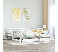 Daybed with Trundle and Drawers without Mattress White 90x190 cm Single