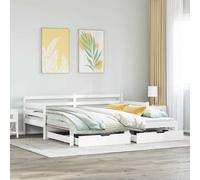 Daybed with Trundle and Drawers without Mattress White 90x200 cm