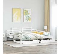 Daybed with Trundle and Drawers without Mattress White 90x200 cm