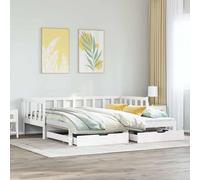 Daybed with Trundle and Drawers without Mattress White 90x200 cm