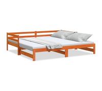 Daybed with Trundle Brown Solid Pinewood 90x190 cm 2-in-1 Sofa Bed Guest Bed