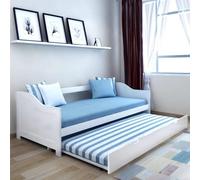 Daybed with Trundle kids white 3ft twin wooden bed and 2 mattresses