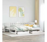 Daybed with Trundle Solid Pinewood White 80x200 cm 2-Drawer Guest Sofa Platform