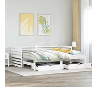 Daybed with Trundle Solid Pinewood White 90x200cm 2-Drawer Guest Sofa Bed Extra