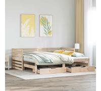 Daybed with Trundle, Storage Drawers, Sofa Bed for Adults and Kids, 90x200 cm Solid Wood, Space Saving Furniture (90 x 200 cm)
