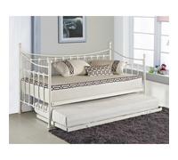 Daybed With Trundle white 3ft single twin bed and 2 mattresses pull out metal guest room bedroom living room