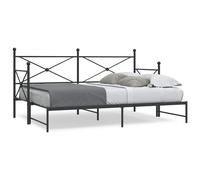 vidaXL Daybed with Trundle without Mattress Black 80x200 cm Steel