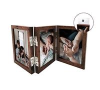 Daybyday 3 Picture Frame 5x7 Photo Collage Frame Hinged Triple Foldable Frame for Grandma Christmas Gift Tabletop Double Side Display (Dark Brown)