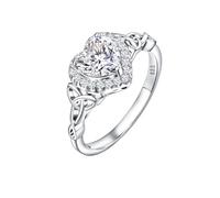 DAYBYDAY Celtic Rings for Women 925 Sterling Silver Irish Celtic Birthstone Simulated Gemstone Moissanite Heart Pear Round Oval Engagement Rings, Stone, Cubic Zirconia