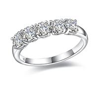 DAYBYDAY Moissanite 925 Sterling Silver 18K White Gold 1 Carat D Color VVS1 Simulated Diamond Stackable Eternity Ring for Women, 10, 925 sterling silver, white gold, Moissanite