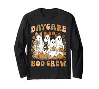 Daycare Boo Crew Halloween Ghost Cute Coquette Bow Kid Women Long Sleeve T-Shirt