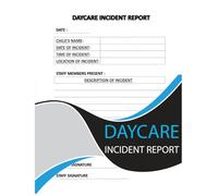 Daycare Incident Report: Daycare Child Incident Report, Incident Sheet, Report Sheet, Incident Log, Accident Report