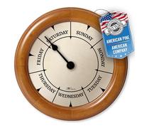 DayClocks Classic Day Clock - Day of The Week Clock - Day to Day Clock with Noon & Midnight Markers - Unique & Fun Retirement Gift - 9.5” Pine Wall Clock