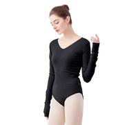 Daydance Women Wrap Dance Sweater Pink Soft Ballet Warm Up Jacket for Leotards, Black-pullover, M