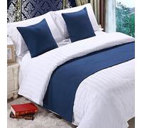 DAYDAY helper Bed Runner for Foot of Bed Linen Bedspread Modern Bedding Cover Bed Scarf Bed End Towel Bed Throw Protection for Hotel Wedding Room, 240x50cm, Navy