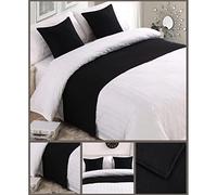 DAYDAY helper Bed Runner for Foot of Bed Linen Bedspread Modern Bedding Cover Bed Scarf Bed End Towel Bed Throw Protection for Hotel Wedding Room, Black, 50*210cm for 1.5m Bed