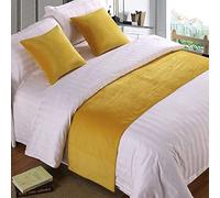 DAYDAY helper Velvet Bed Runner for Foot of Bed Bed End Towel Cover Bedding Protection Bedspread Throw Decor Bed Scarf for Hotel Bedroom, 240x50cm, Yellow