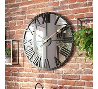 DAYDAYART Modern Mirror Wall Clock, Large Vintage Retro Wall Decor, Metal Frame Big Silent Non Ticking Clock for Living Room Decor, Kitchen, Bedroom, Study Decoration, 27.5 Inch
