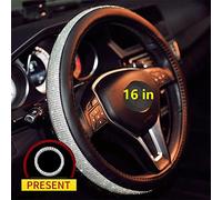 Daydayholiday 16 in Steering Wheel Cover Bling Truck Steering Wheel Cover Women with 2X Bling Ring Accessories