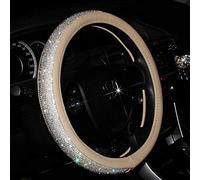 Daydayholiday 16 in Steering Wheel Cover Bling Truck Steering Wheel Cover Women with 2X Bling Ring Accessories,Beige