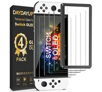 daydayup [4 Pack Tempered Glass Screen Protector Compatible with Nintendo Switch OLED Model 2021 - with [Alignment Frame] Transparent HD Clear Screen Protector for Nintendo Switch OLED