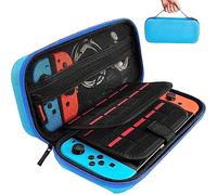 daydayup Carrying Case Compatible with Nintendo Switch/OLED Model, Travel Case with 20 Game Cartridges, Protective Hard Shell Pouch for Switch & OLED Accessories (Sky Blue, Nintendo Switch/OLED)