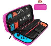daydayup Carrying Case Compatible with Nintendo Switch/OLED Model, Travel Case with 20 Game Cartridges, Protective Hard Shell Pouch for Switch & OLED Accessories (Rose, Nintendo Switch/OLED)