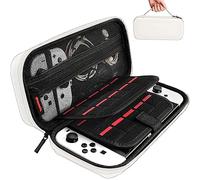 daydayup Carrying Case Compatible with Nintendo Switch/OLED Model, Travel Case with 20 Game Cartridges, Protective Hard Shell Pouch for Switch & OLED Accessories (White, Nintendo Switch/OLED)