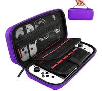 daydayup Carrying Case Compatible with Nintendo Switch/OLED Model, Travel Case with 20 Game Cartridges, Protective Hard Shell Pouch for Switch & OLED Accessories (Purple, Nintendo Switch/OLED)